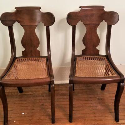 Lot #211  Pair of Antique Cane Bottom Chairs