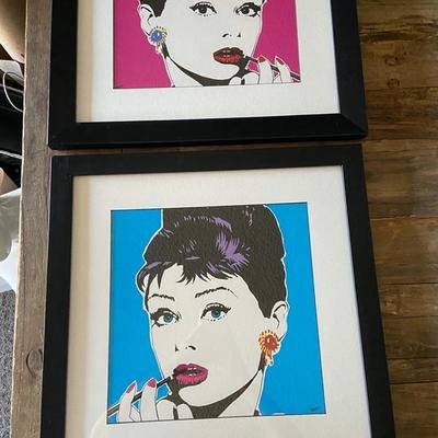 Two (2) AUDREY HEPBURN POP ART PRINTS BY TOMAS VIANA 