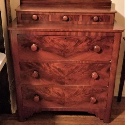 Lot #220 Antique Chest with Drawers - Flame Mahogany