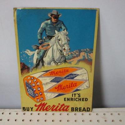 Lot 163 - Lone Ranger "Merita" Bread Tin SIgn