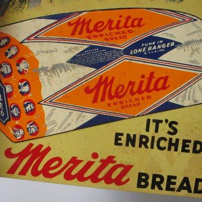 Lot 163 - Lone Ranger "Merita" Bread Tin SIgn
