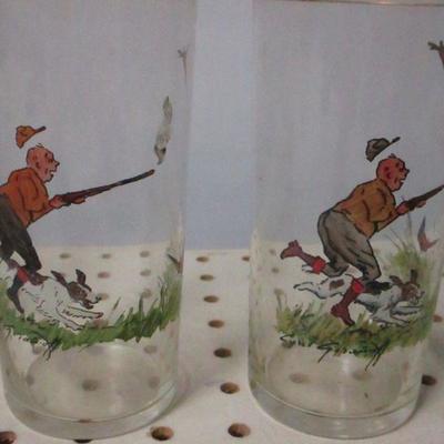 Lot 165 - Hand Painted Sportsman Glasses - Signed