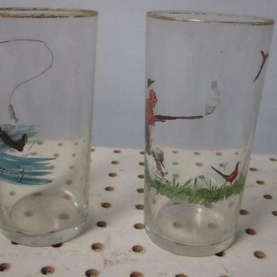 Lot 165 - Hand Painted Sportsman Glasses - Signed