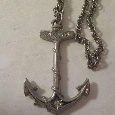 " Stunning Anchor Necklace and 2 vintage womens US. Coast Guard ear Rings"