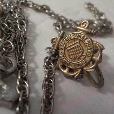 " Stunning Anchor Necklace and 2 vintage womens US. Coast Guard ear Rings"