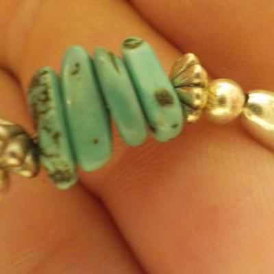"Stunning Turquoise Hand made Sterling Necklace and Bracelet."