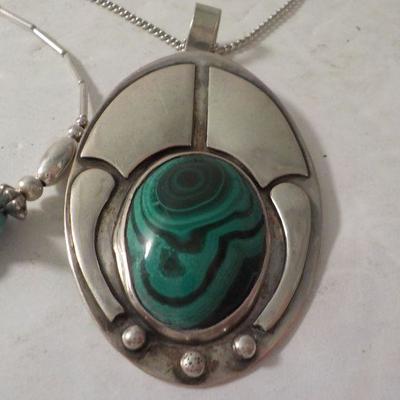 "Stunning Turquoise Hand made Sterling Necklace and Bracelet."