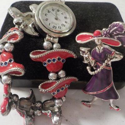 " Red Hat Ladies Pin and Watch"