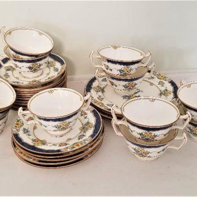 Lot #231  Set of Minton Cream Soup dishes and cups/saucers - 1924