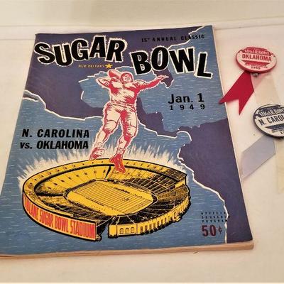 Lot #240  Original Sugar Bowl 1949 program with pins for each team - North Carolina/Oklahoma