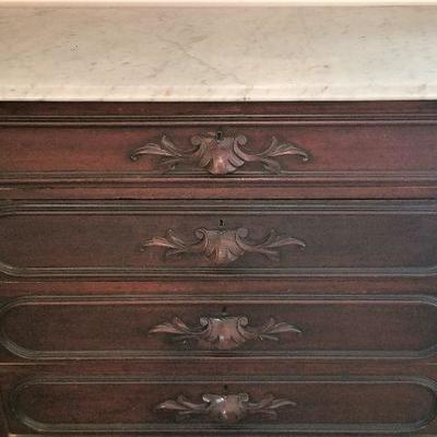 Lot #248  Victorian Marble Top Dresser with Secret Drawer