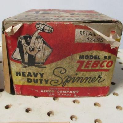 Lot 192 - Zebco Model 55 Heavy Duty Spinner Spincast Reel - Box - Manual  