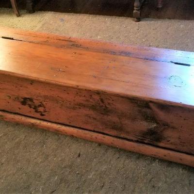 Lot #268  Primitive 19th Century hinged Chest - Knotty Pine