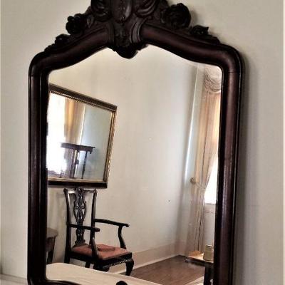 Lot #270 - Lovely Antique Mirror in Heavy Carved Wood Frame