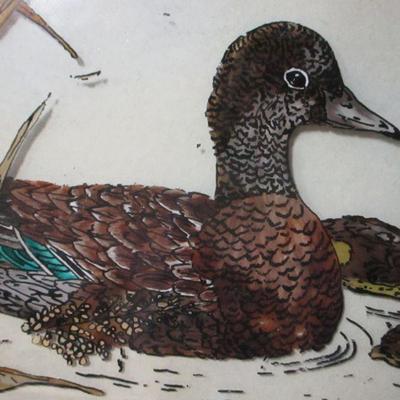Lot 198 - Hand Painted Duck Scene With Serving Tray