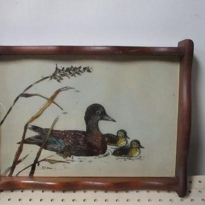 Lot 198 - Hand Painted Duck Scene With Serving Tray
