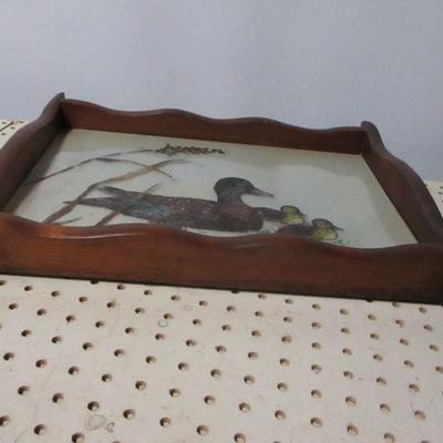 Lot 198 - Hand Painted Duck Scene With Serving Tray