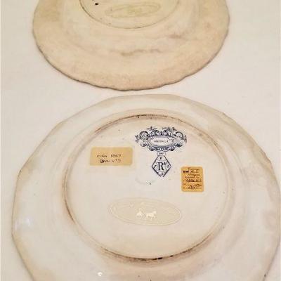 Lot #272  Two Antique Blue/White English Transferware Plates with Romantic Scenes