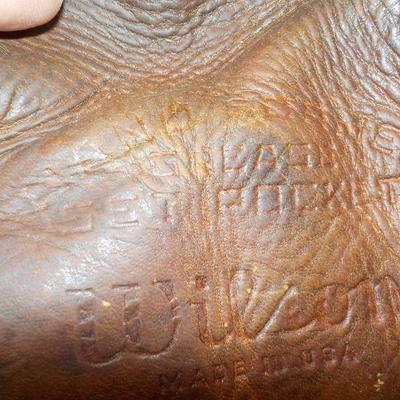 " A 1900's era Pro Wilson Baseball glove with markings."