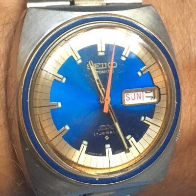 Vintage 70s Seiko DX Blue Face Automatic Watch