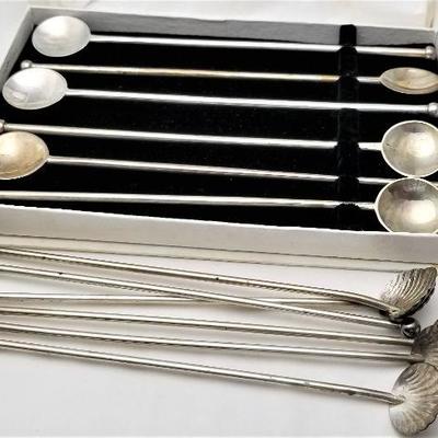 Lot #290  2 sets of Ice Tea Spoons/Straw Combo - one sterling