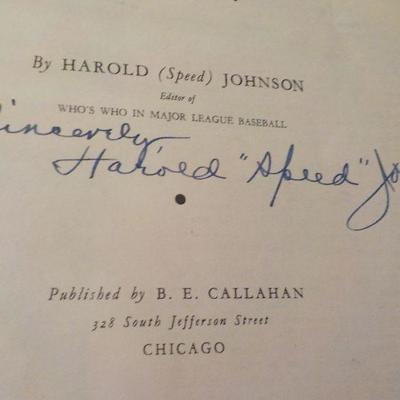 Signed " Who's Who hard cover 1936 edition and signed by Harold "Speed" Johnson".