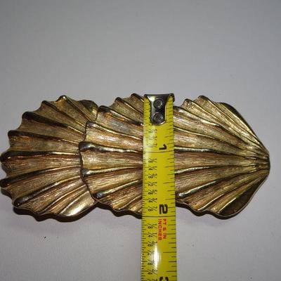 Clam Shell Gold Tone Belt Buckle 