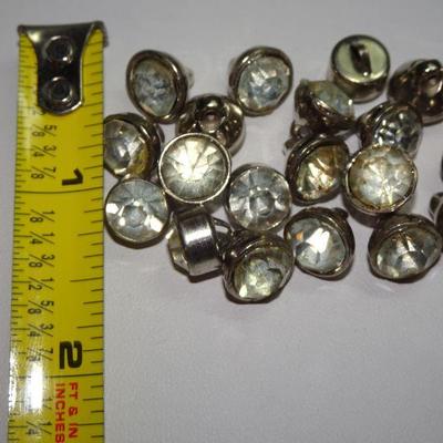 Antique Rhinestone Buttons, Silver tone 