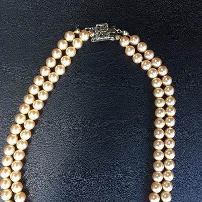 Vintage Faux Pearl and Cameo Necklace