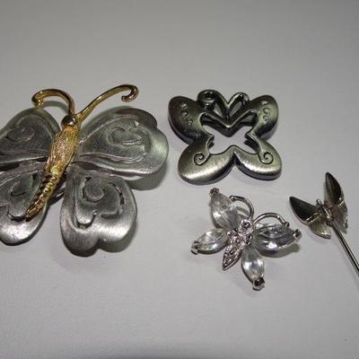 Silver Tone Butterfly Lot (4) 