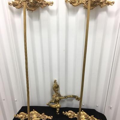 Vintage 3pc Brass Bathroom Towel and TP Holders