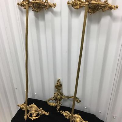 Vintage 3pc Brass Bathroom Towel and TP Holders