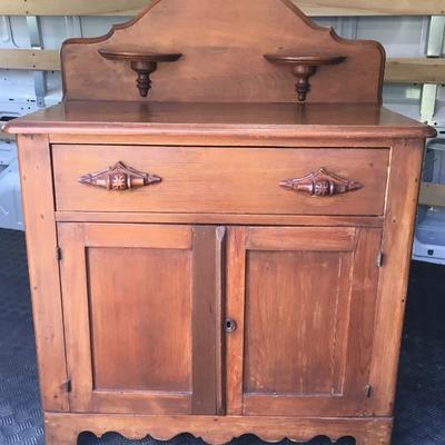 Antique Victorian Wash Stand with Candle Holders