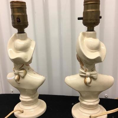 Pair of Vintage French Style Figural Porcelain Lamps