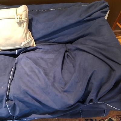 Lot 27 - Green Couch w/ Blue Fabric Cover