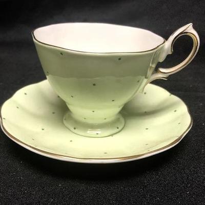 Lime Green Polka Dot Royal Albert Tea Cup & Saucer
