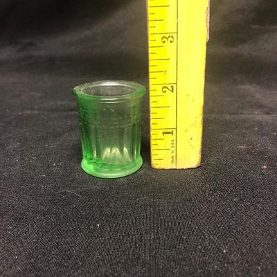 Green Vaseline Glass Syrup Pitcher & Toothpick Holder