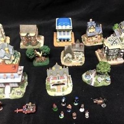 Miniature Houses and Painted Cast Metal People