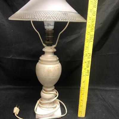 Stone Table Lamp with Hobnail Glass Shade