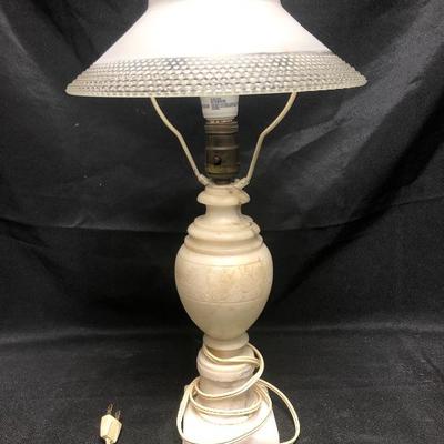Stone Table Lamp with Hobnail Glass Shade