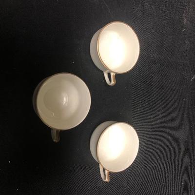 Set of 3 Gold Edge Tea Cups