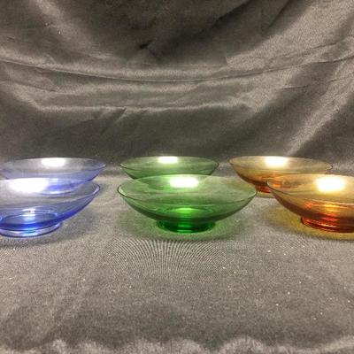 Set of 6 Colorful Glass Dessert Bowls