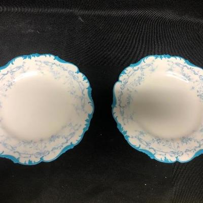 Pair of Blue Edge Dessert Plates by Couldron England