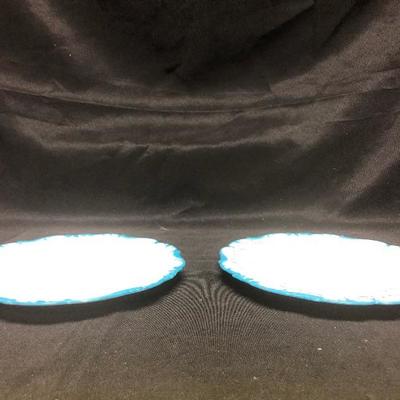 Pair of Blue Edge Dessert Plates by Couldron England