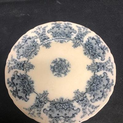 New Wharf Pottery Flow Blue Monarch Plate