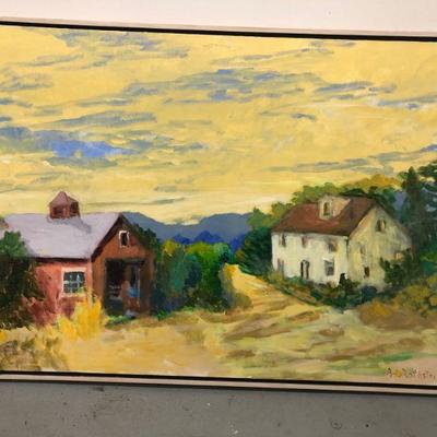 Lot #70 - Abe L Rothstein Acrylic Painting Farmstead Johnson VT 24'x36"