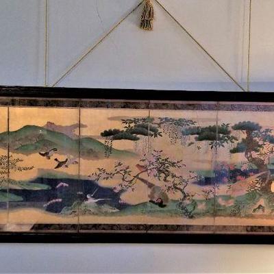 Lot #297 - Antique Chinese Painting on Silk Sections - Framed