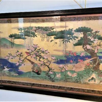 Lot #297 - Antique Chinese Painting on Silk Sections - Framed