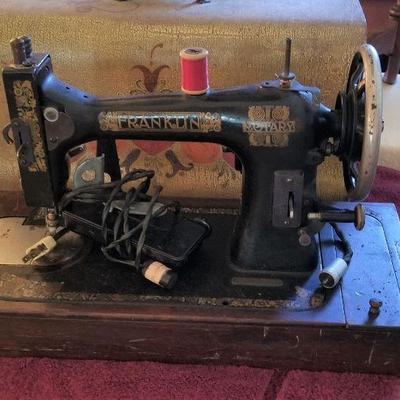 Lot #312  Antique Franklin Rotary Sewing Machine in Carrying Case