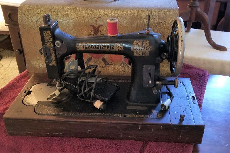 Lot 312 Antique Franklin Rotary Sewing Machine in Carrying Case